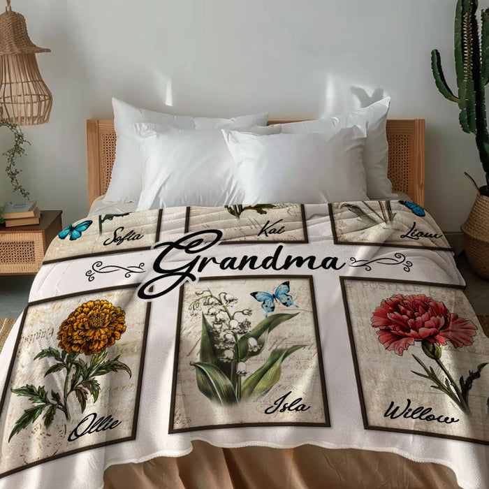 Personalized Gifts for Grandmother | Mothers Day Grandma’s Garden Blanket