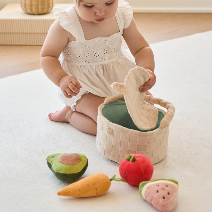 Picnic Basket & Fruits Plush Set