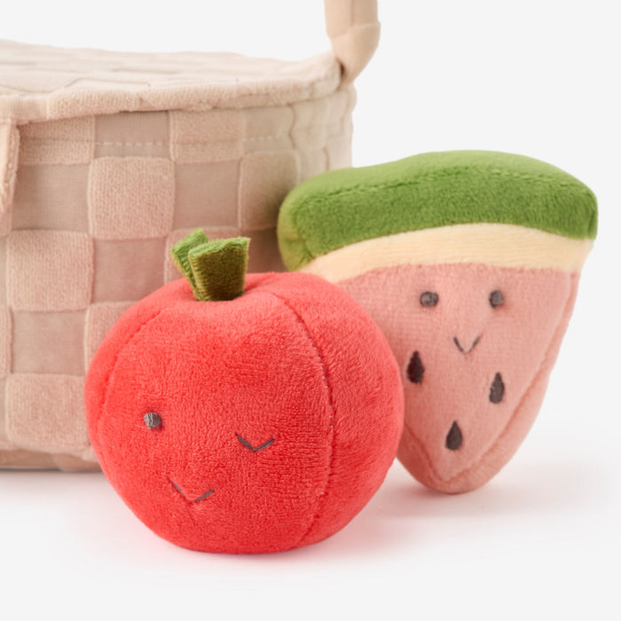 Picnic Basket & Fruits Plush Set