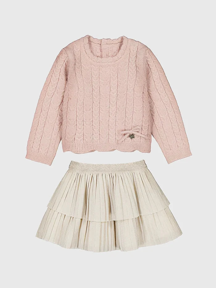 Pink and Cream Sparkle Skirt Set