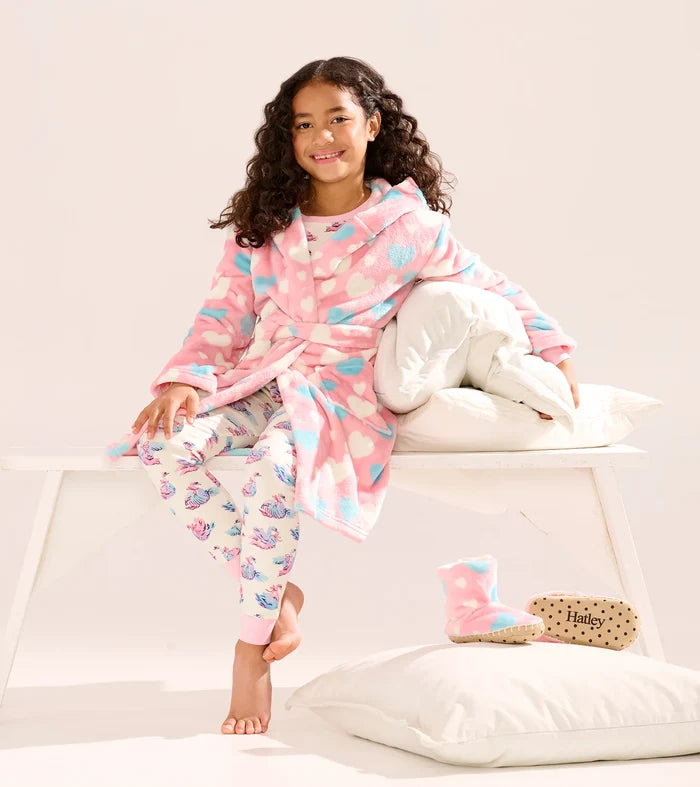 Pink Big Hearts Fleece Robe