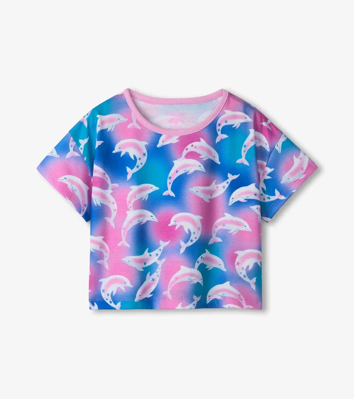 Pink Blue Airbrush Dolphins SS PJ Sleep Set