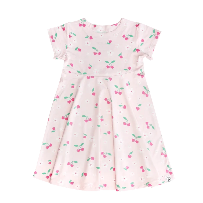 Pink Bow Sweetness Cap Sleeve Swirly Dress