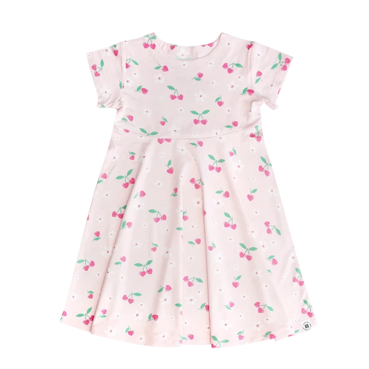 Pink Bow Sweetness Cap Sleeve Swirly Dress