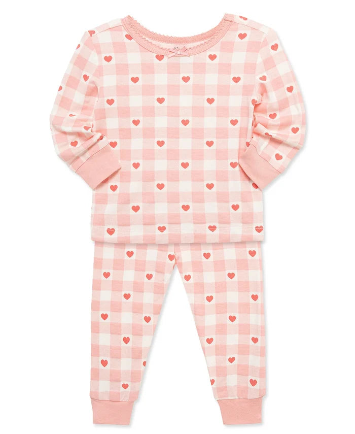 Pink Gingham Hearts PJ Set
