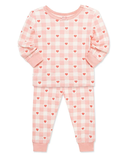 Pink Gingham Hearts PJ Set