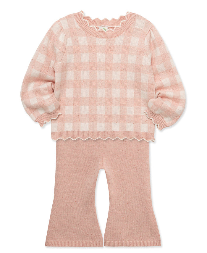 Pink Gingham Sweater Set