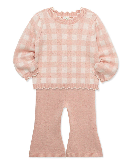 Pink Gingham Sweater Set