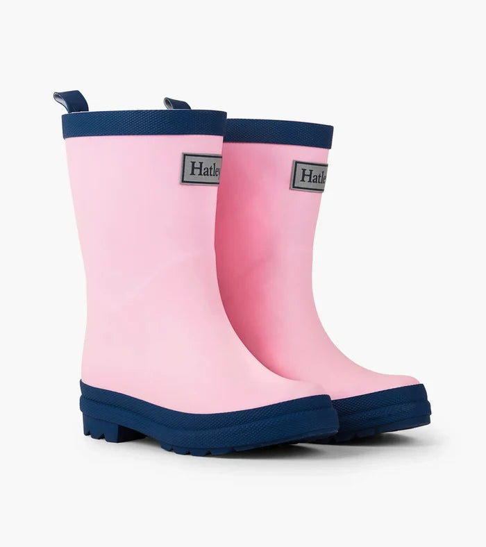 Pink & Navy Matte Rain Boots