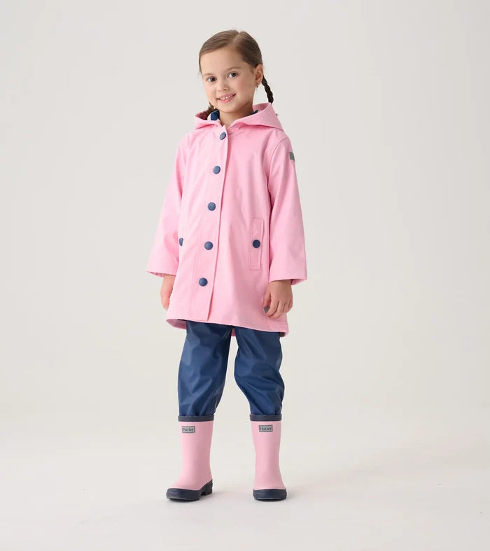 Pink & Navy Matte Rain Boots