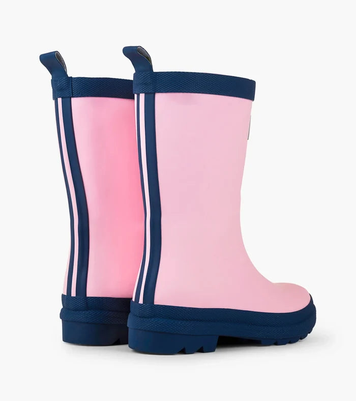 Pink & Navy Matte Rain Boots