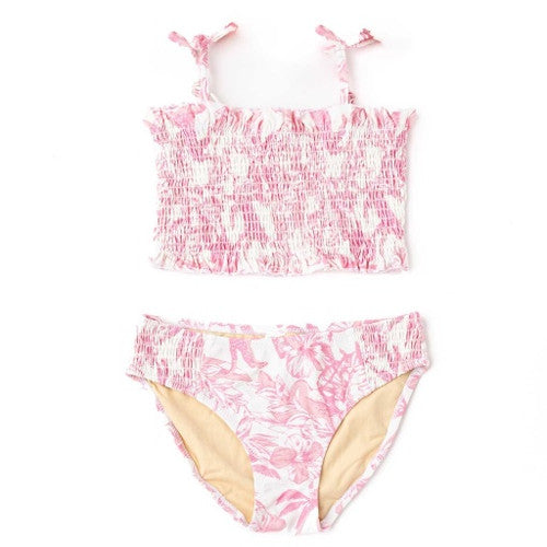 Pink Tropical Paradise Smocked Bikini