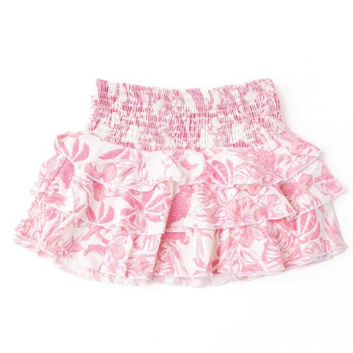 Pink Tropical Paradise Smocked Swim Skirt