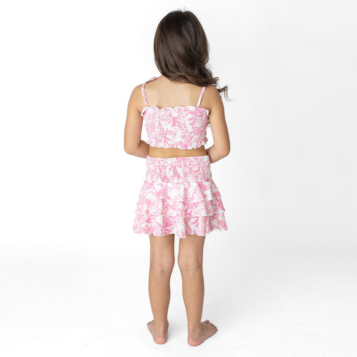 Pink Tropical Paradise Smocked Swim Skirt