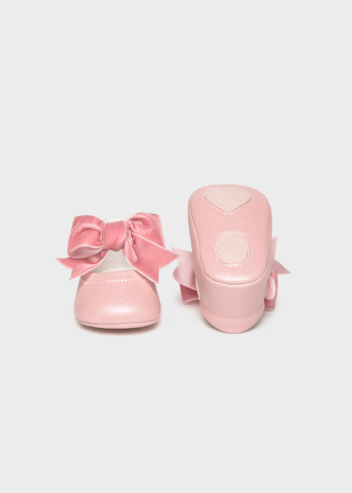 Pink Velvet Bow Shoes