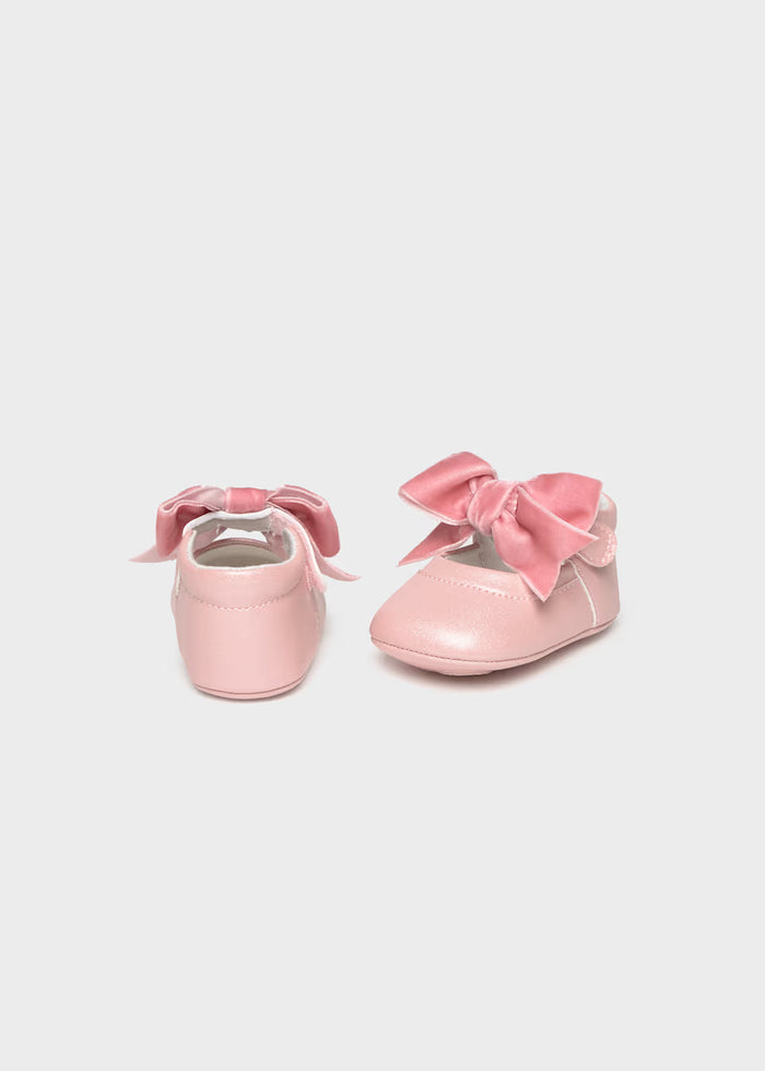 Pink Velvet Bow Shoes