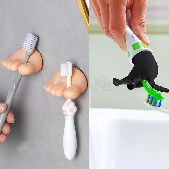Funny Toe Toothbrush Holder-2 Toe Toothbrush Holders & 1 Dog Butt Toothpaste Topper-View 6-Next Deal Shop
