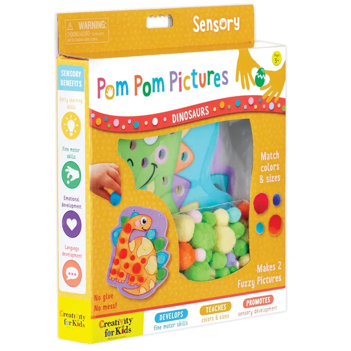 Pom Pom Dinosaur Pictures Activity Kit for Preschool Kids
