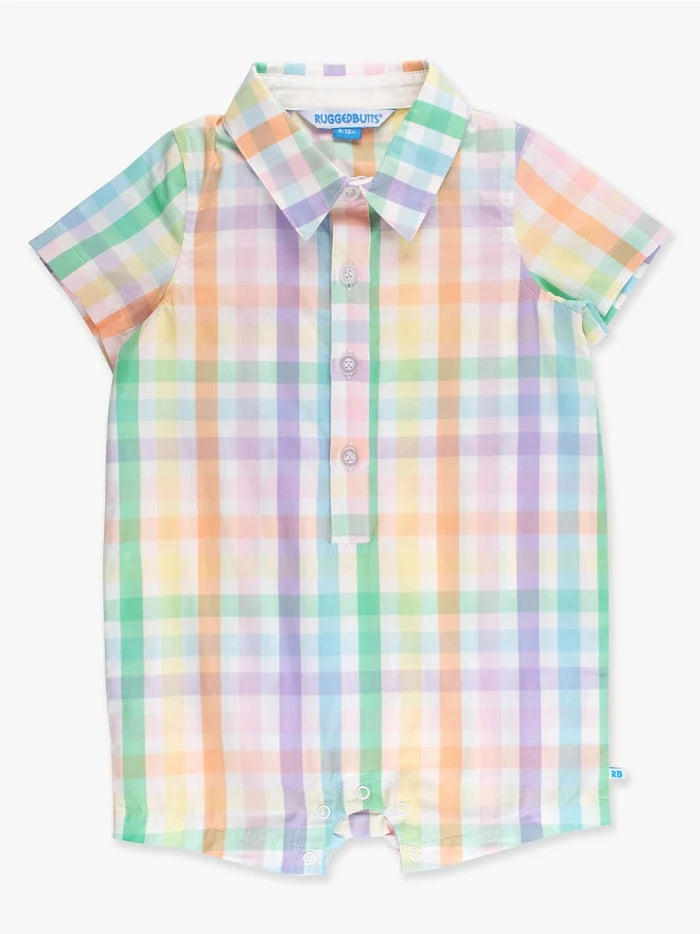 Poppy Rainbow Button-Up Romper