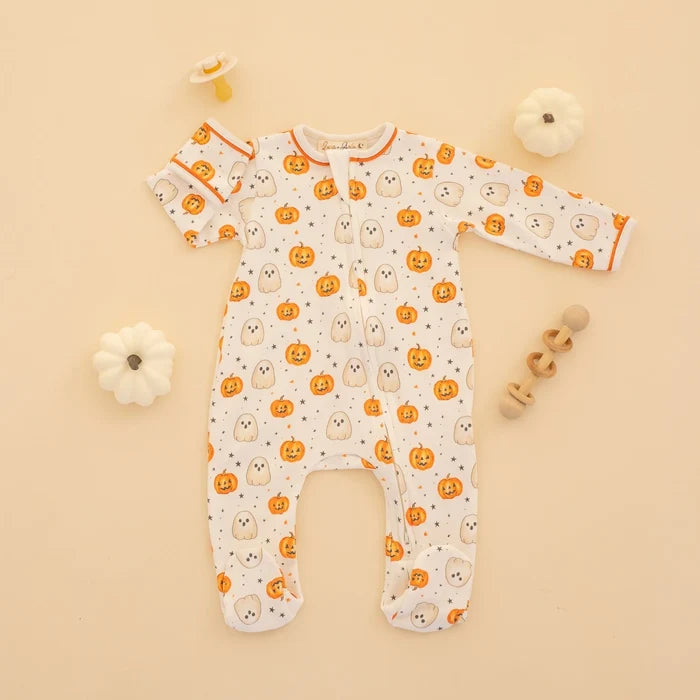 Pumpkin and Boo Zip Footie