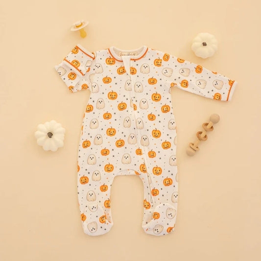 Pumpkin and Boo Zip Footie
