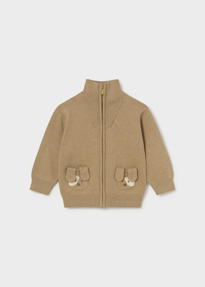 Puppy Pocket Zip-up Sweater