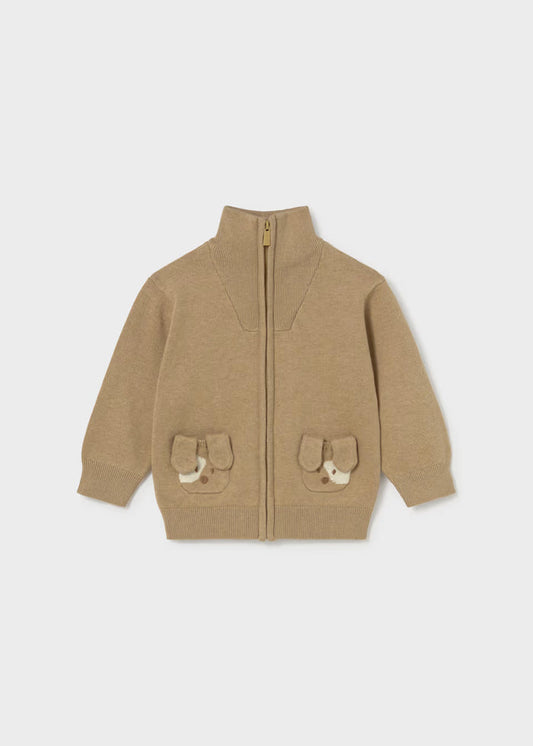 Puppy Pocket Zip-up Sweater
