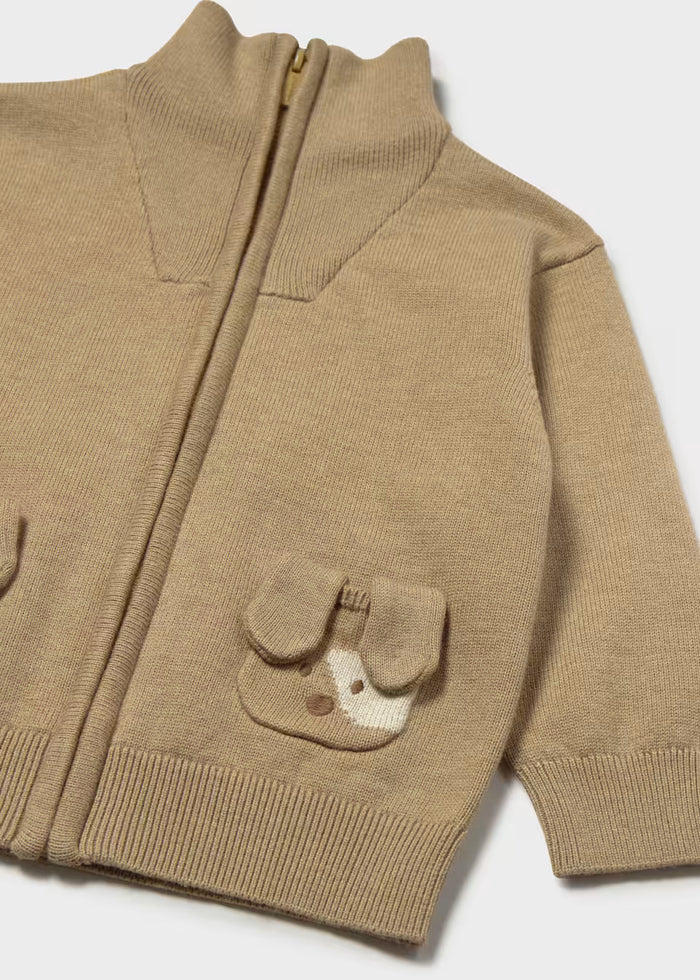 Puppy Pocket Zip-up Sweater