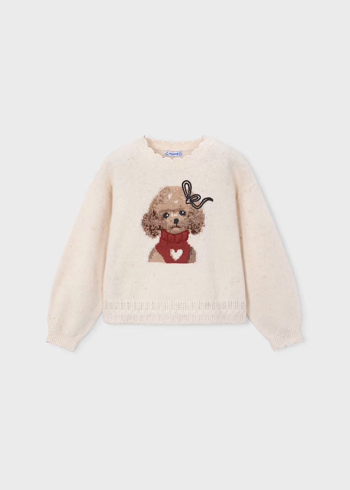 Puppy Scallop Neck Sweater and Pant Set