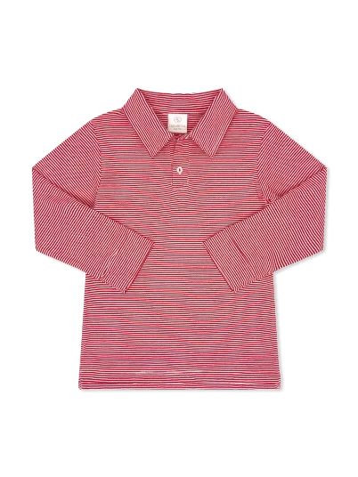 Raleigh Red Ministripe Long Sleeve Polo