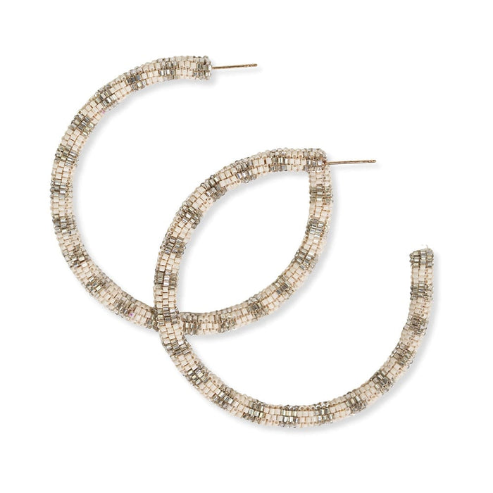 Raquel Striped Hoops Silver LARGE HOOP