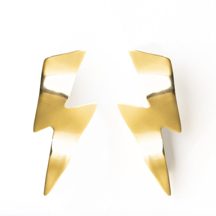 Rebecca Lightening Bolt Wavey Earring Brass Earrings