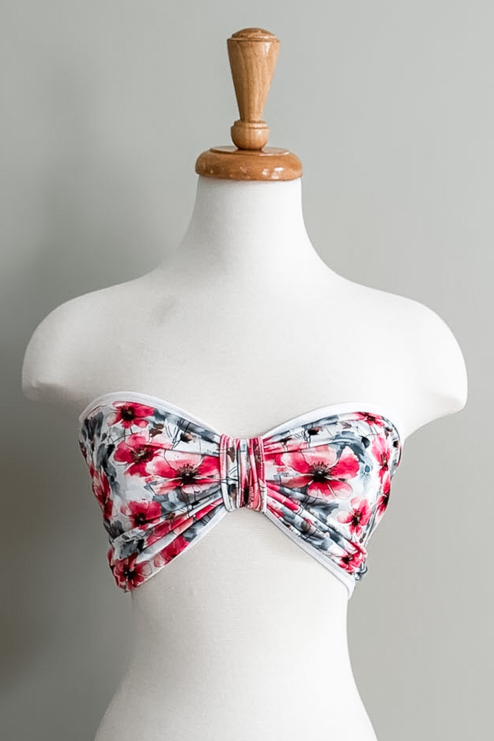 Diane Kroe Reversible Bandeau in Pink Poppy print