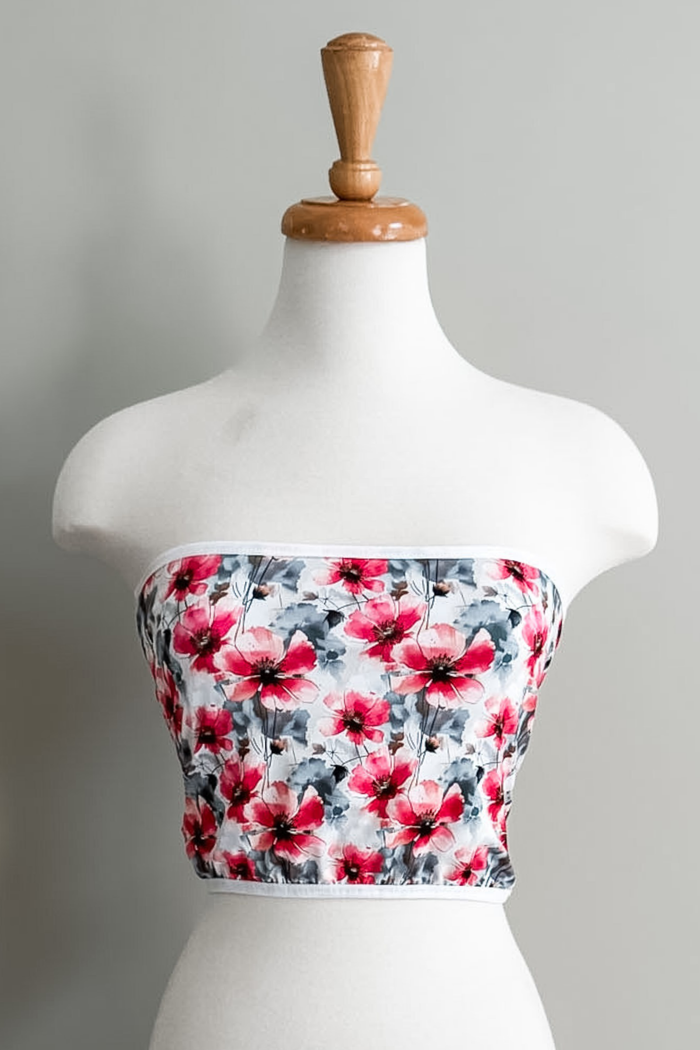 Diane Kroe Reversible Bandeau in Pink Poppy print