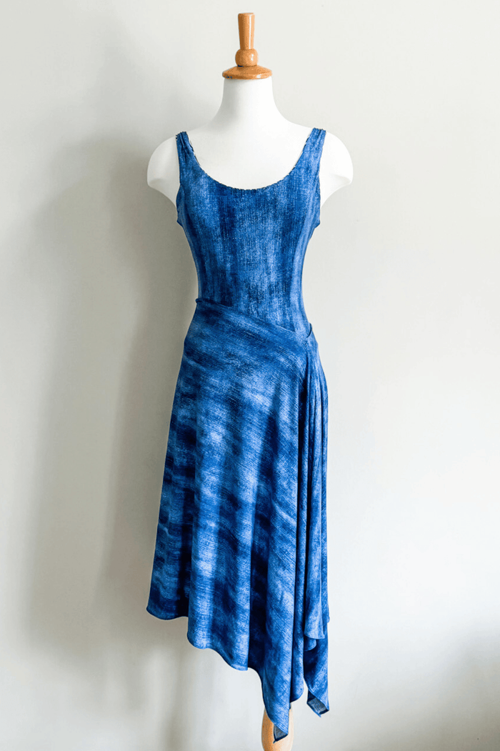 Reversible Body Suit in Blue Ikat Print