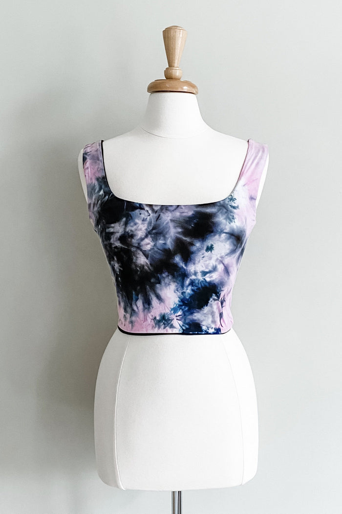 Reversible Bralette in Pink Black Tie Dye