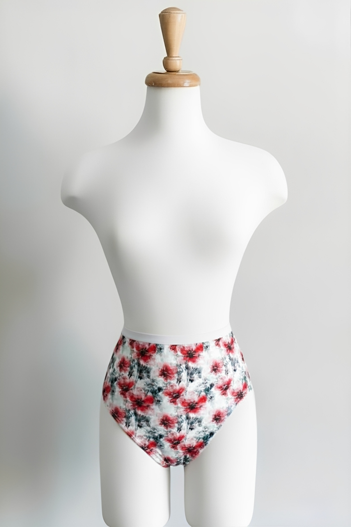Reversible Brief in Pink Poppy print by Diane Kroe
