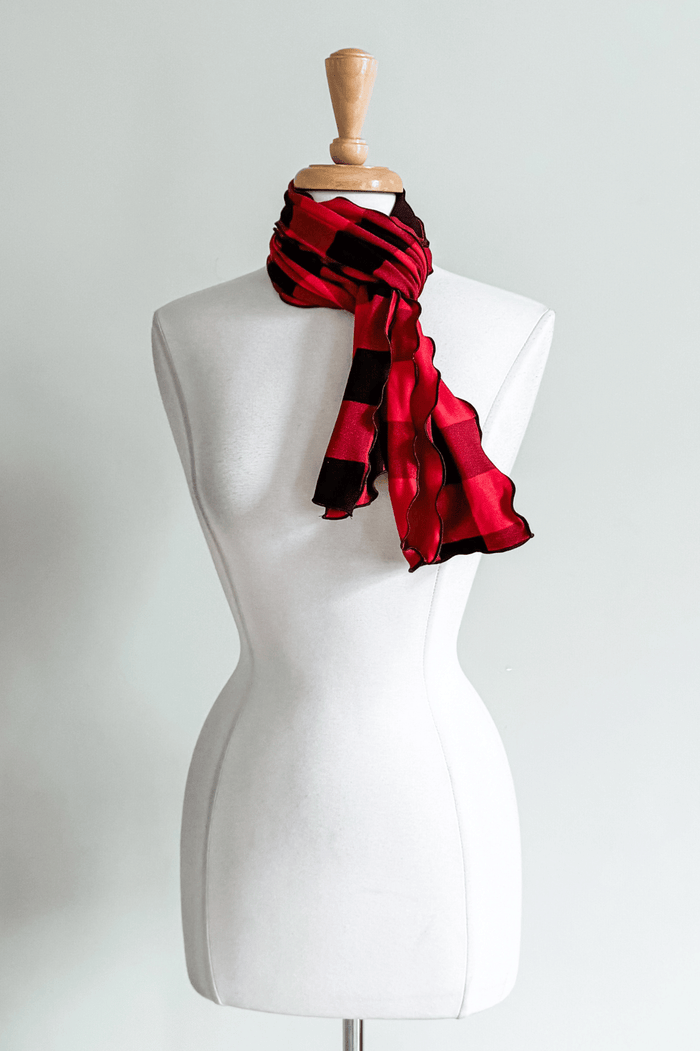 Reversible Sash in Canadiana as a scarf