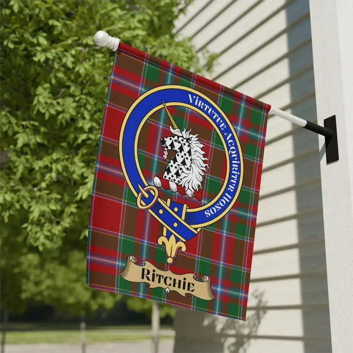 Family Crest with Tartan Design Outdoor Flag
