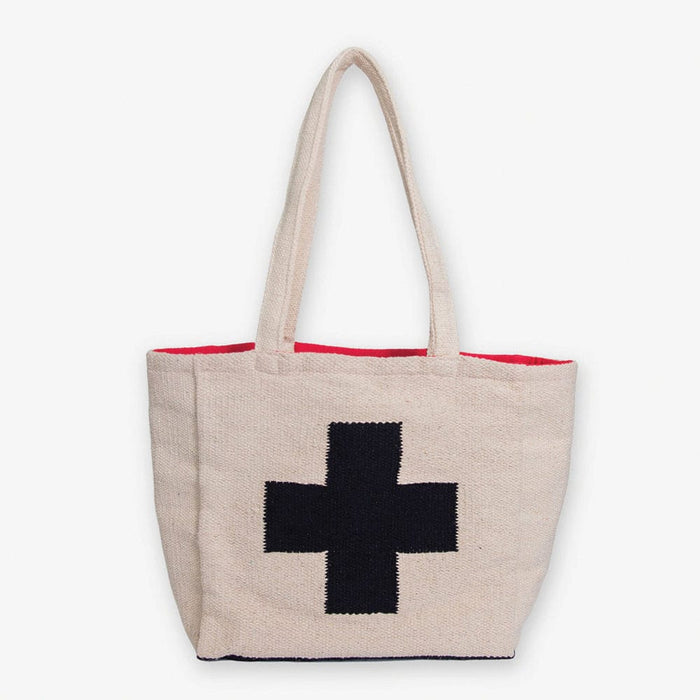 Romy I+A Logo Dhurrie Tote Natural/Black