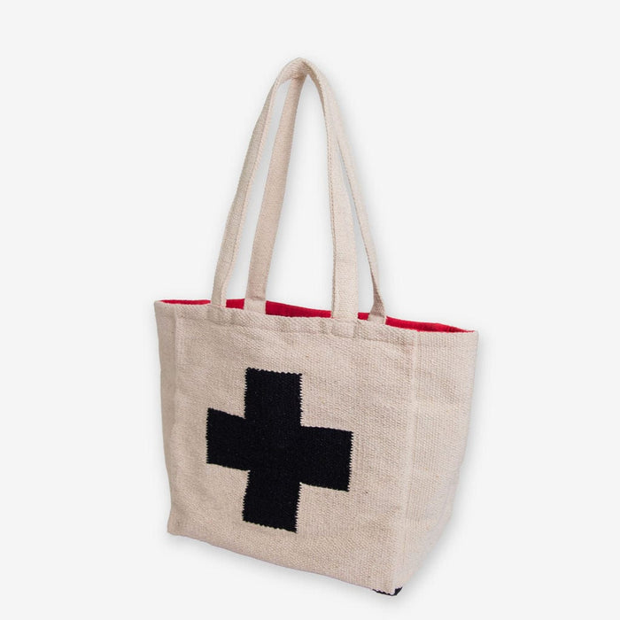 Romy I+A Logo Dhurrie Tote Natural/Black
