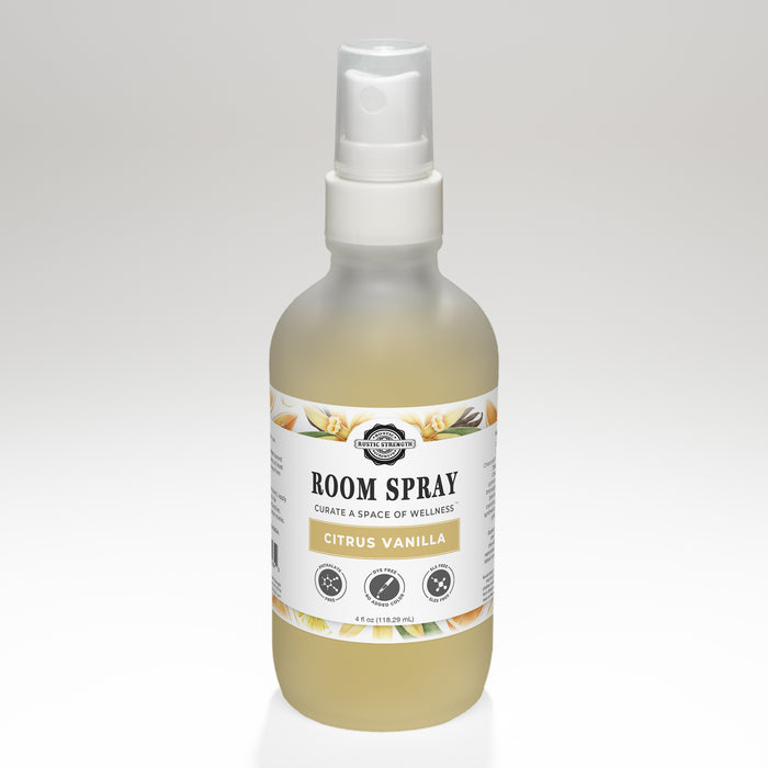 Rustic Strength, Room Spray, 4oz, Glass with spray top, Citrus Vanilla