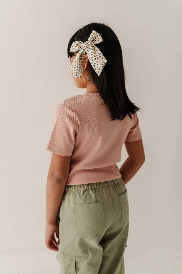 Rose Cloud Bows Ribbed Tee