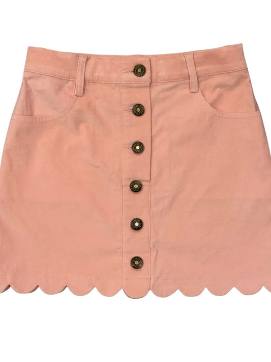 Rose Cloud Scallop Hem Corduroy Skirt