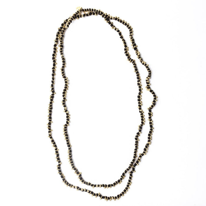 Rosemary Thread With Brass Extra Long Necklace Black Single Chain