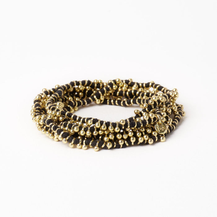 Rosemary Thread With Brass Extra Long Necklace Black Single Chain