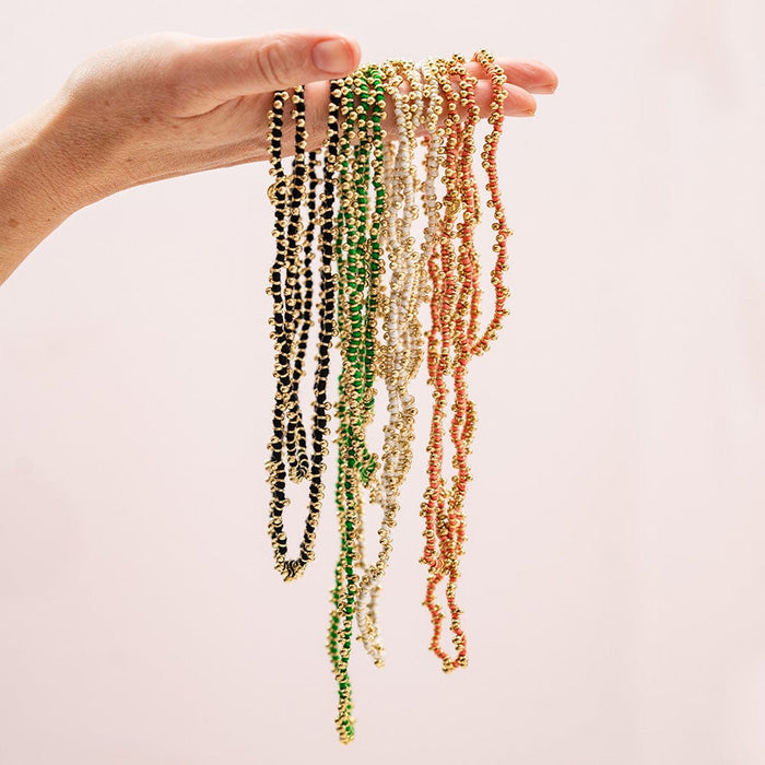 Rosemary Thread With Brass Extra Long Necklace Black Single Chain