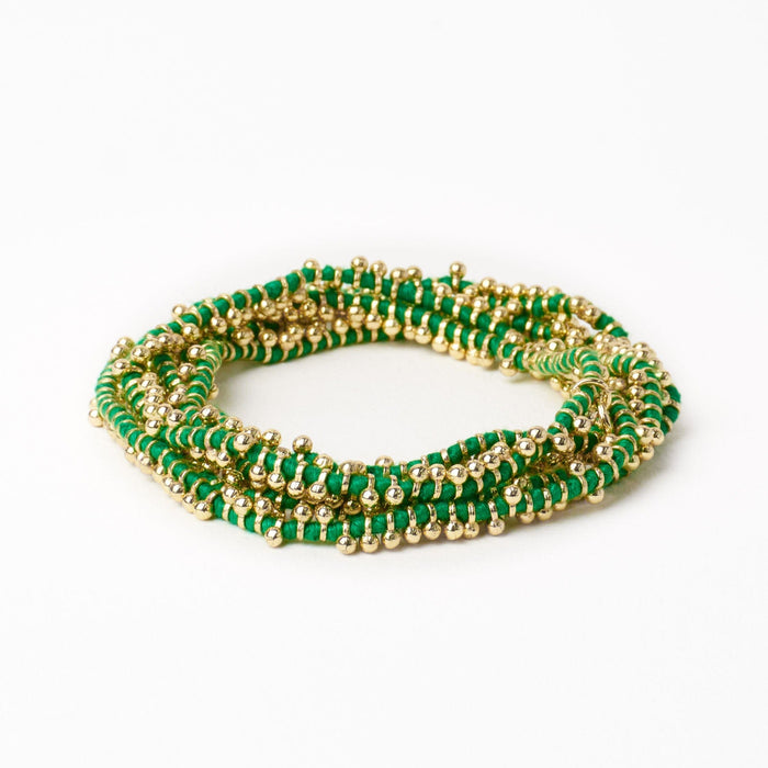 Rosemary Thread With Brass Extra Long Necklace Leaf Green Single Chain