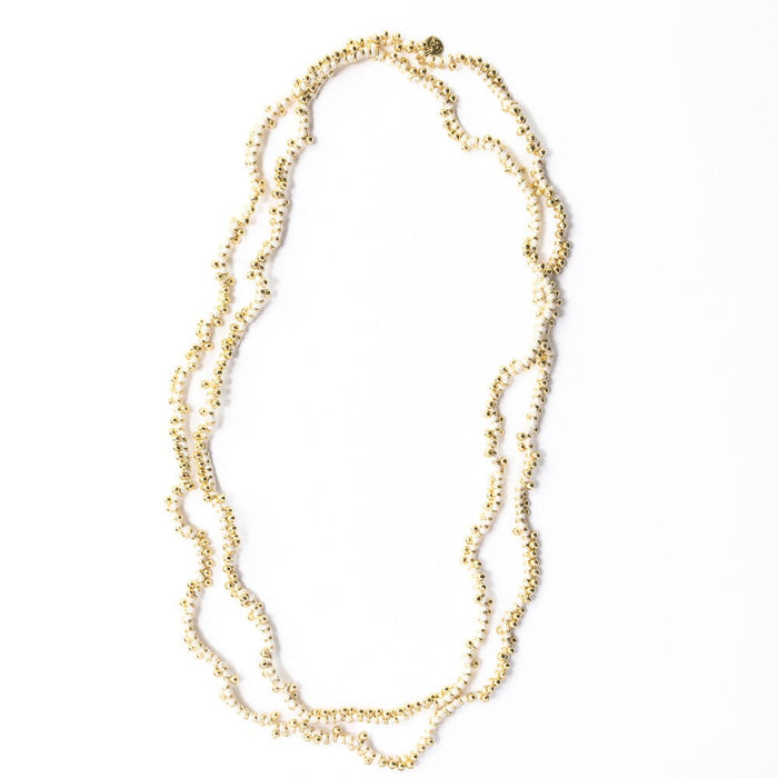 Rosemary Thread With Brass Extra Long Necklace White Single Chain