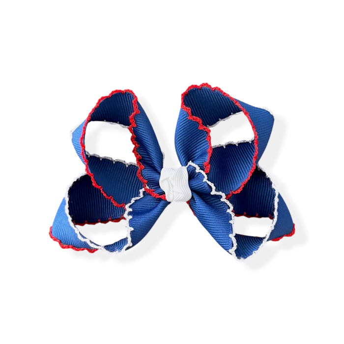 Royal Blue Patriotic Moonstitch Bow